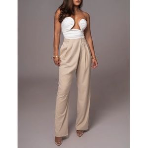 JLUXLABEL Beige Asymmetrical Draped Trousers